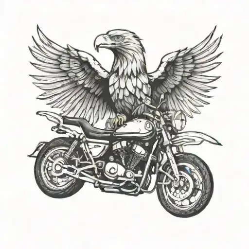 A Fiery Eagle Soaring On A Motorcycle