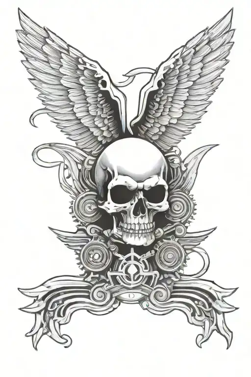 Skull Vtwin Engine Wings Rock N Roll