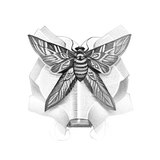 A Black And Grey Moth Emerging From An Ancient Book