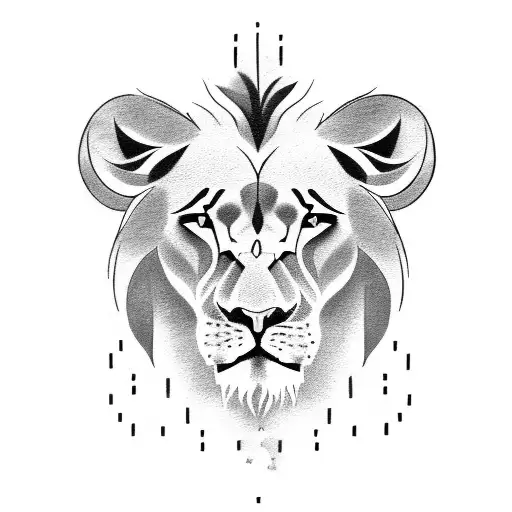 A Powerful Lion Shielding A Lamb With Its Body