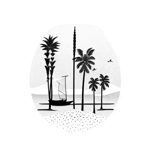 Silhouette Of Lake Garda As A Palm Tree