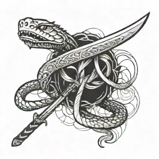 Katana Wrapped Up Snake