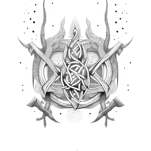 Yggdrasil With Viking Theme And Symbols