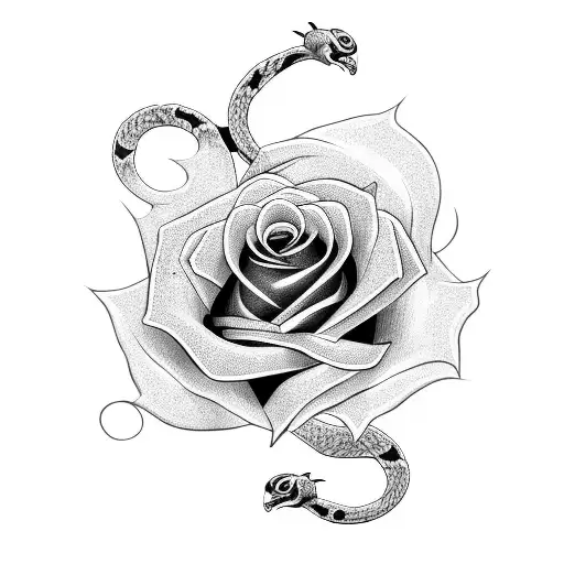 Rose With 2 Snakes Around It