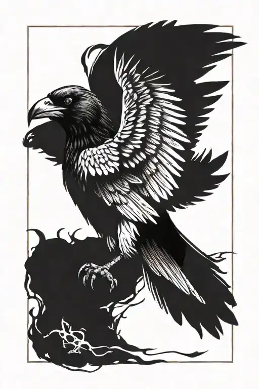 Angry Crow Flapping Its Wings