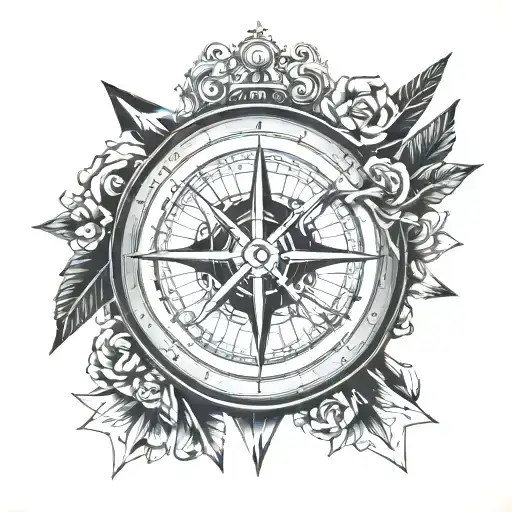 Compass Surrounded By Arrow Going