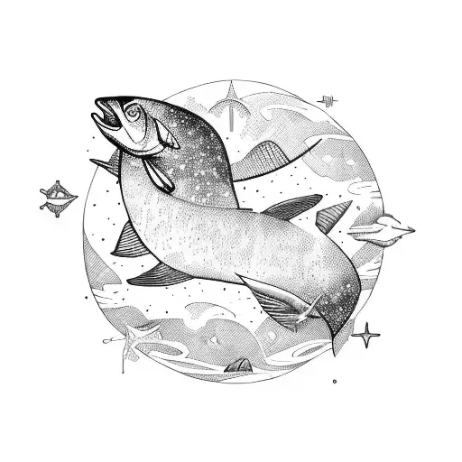 An Iceberg Floating In A Sea With A Constellation Of Pisces In The Sky