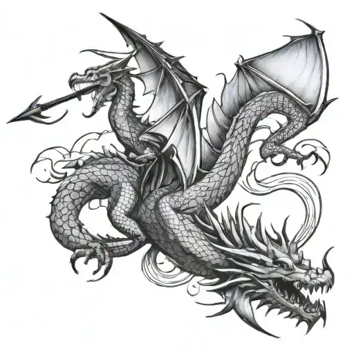Spear And Dragon Flying