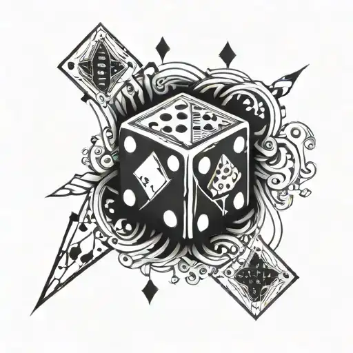 Incorporate Iconic Board Game Pieces Like Dice And Playing Cards In A Unique And Abstract Design