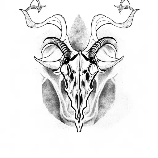 Goat Skull With Big Horns