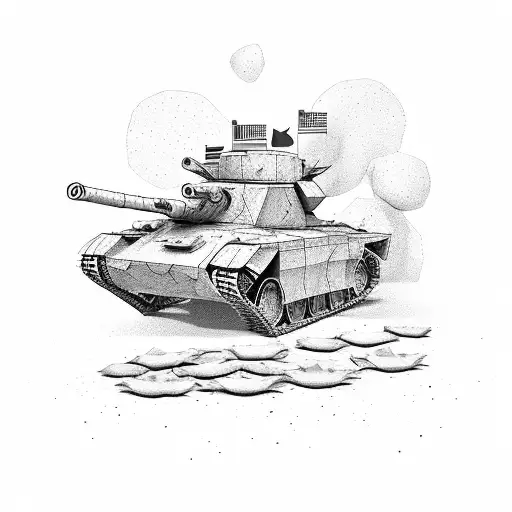 Military Tank Made Of Daffodil Petals