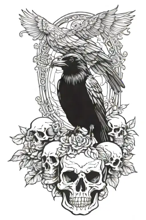 Raven And Skulls