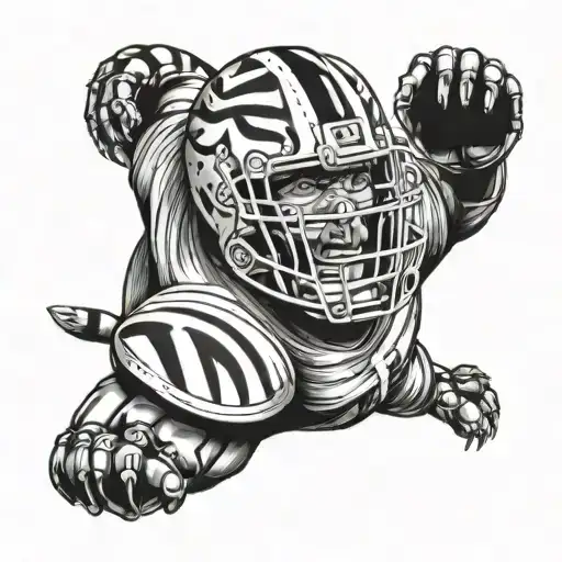 A Football Player With A Tiger Helmet And Wasp Shoulder Pads