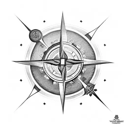 Viking Compass With Runic Symbols Representing Direction And Guidance