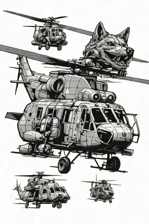 Soldier Wolf Commanded Helicopter With Soldiers Descend