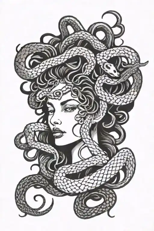 Girl Medusa Head With Snakes In Head