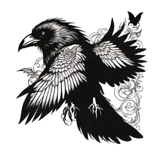 The Crow Chasing The Butterfly