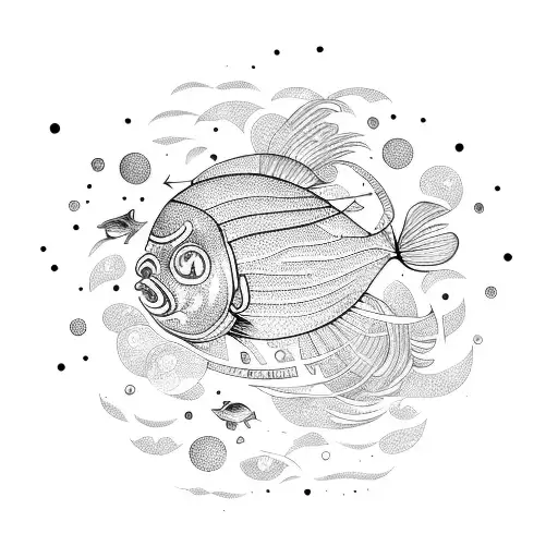 A Detailed Illustration Of A Fish Constellation Surrounded By Celestial Elements