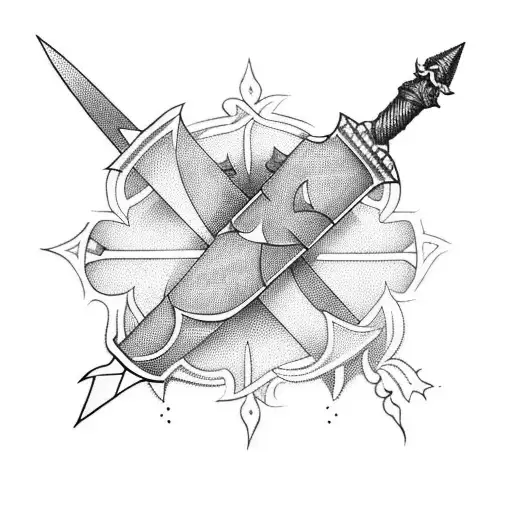A Blackwork Tattoo Of A Dagger