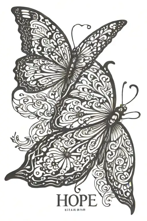 Hope Word Behind Butterfly