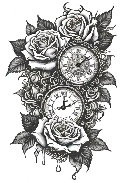 Roses With A Clock Melting