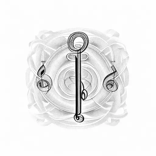 A Music Note Intertwined With A Cross