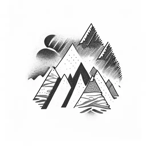 Mountain Scene With Lightning