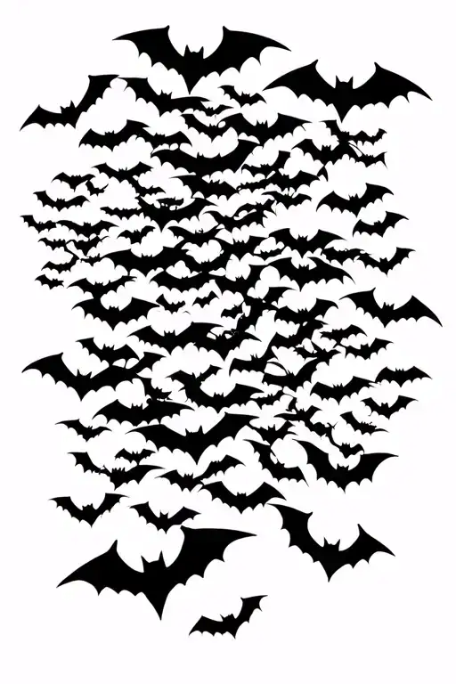 A Swarm Of Bat Shaped Silhouettes Intertwined