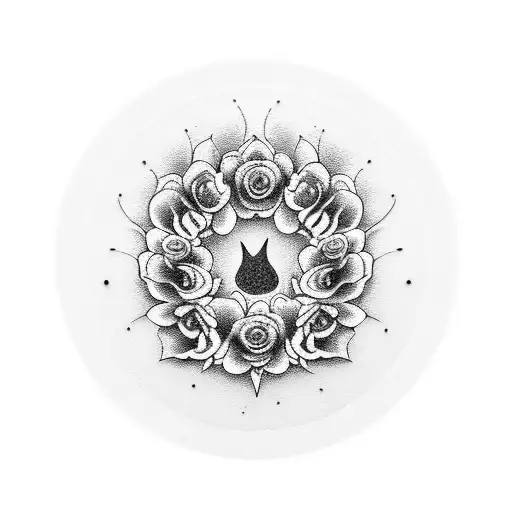 A Beautiful Floral Wreath With A Silhouette Of A Dog's Paw In The Center