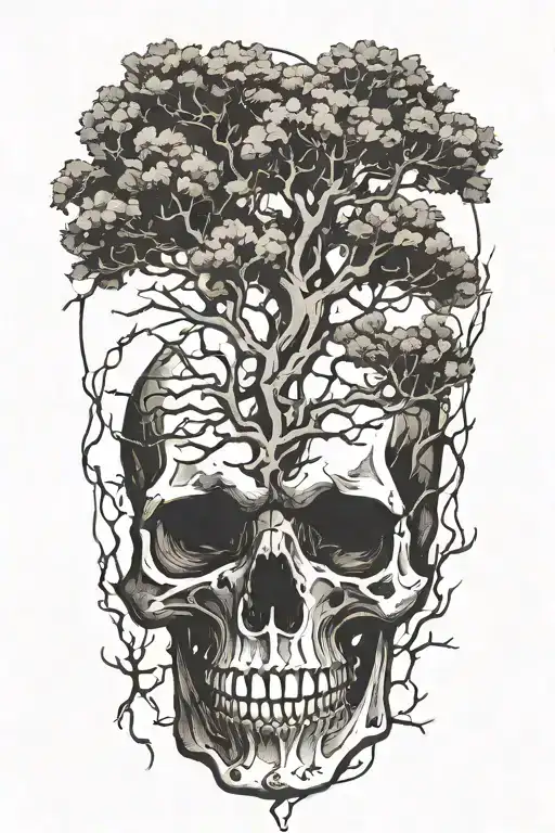 Skull With Tree Growing Through It