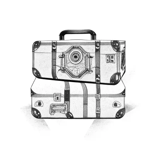 A Dumbbell Morphing Into A Vintage Suitcase With Travel Stickers