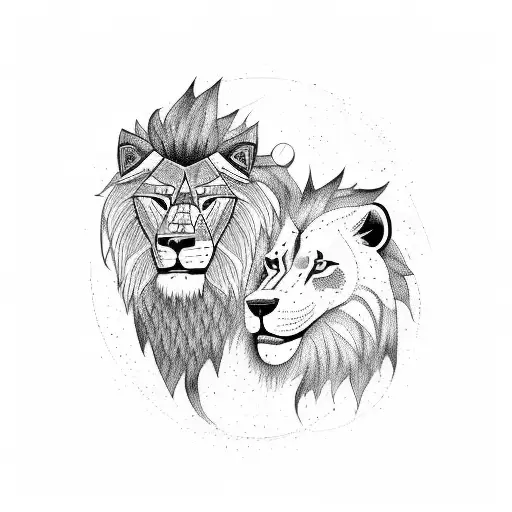 A Lion And A Wolf Skateboarding Together With A Code Background
