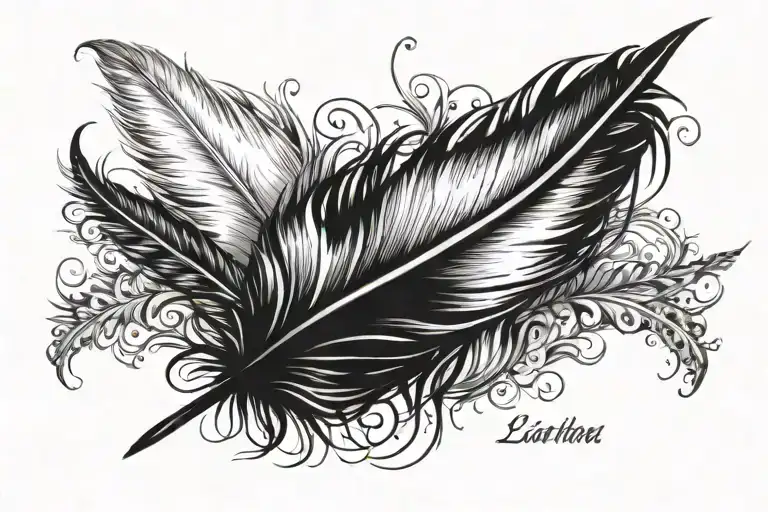 Realistic Feather With The Works Live Your Live In Latin Written Above The
