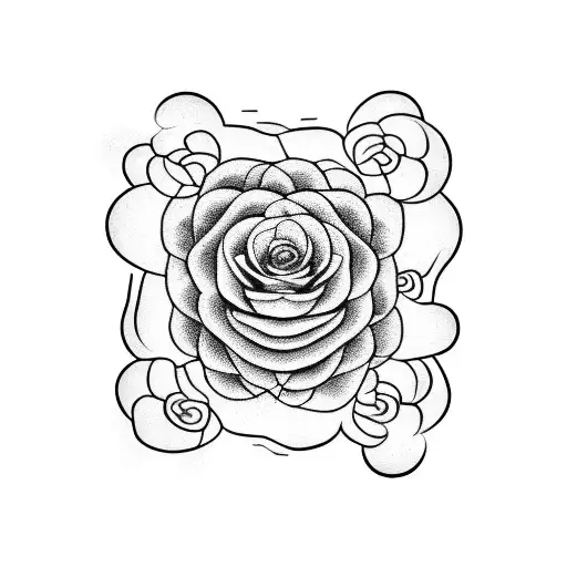 A Blackwork Tattoo Of A Rose And Snake Intertwined In A Mandala Design