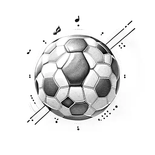 A Soccer Ball With Musical Notes As The Pattern