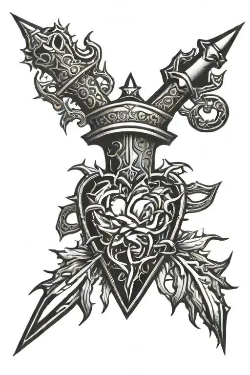 Dagger Piercing Heart With Thorns