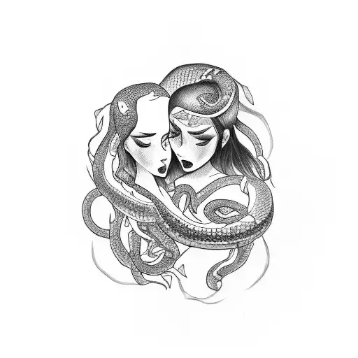 Woman Wrapped Around A Snakewoman Wrapped Around A Snake