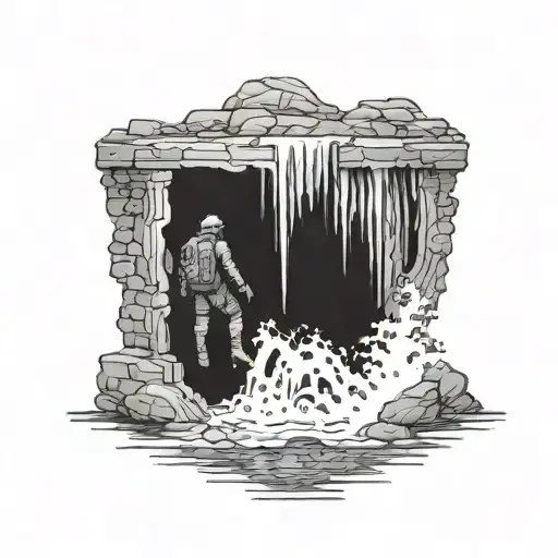 A Futuristic Marine Soldier Exploring A Mystical Waterfall In A Video Game Setting