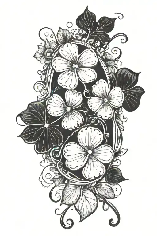 Four Leaf Clover Creating Oval Frame