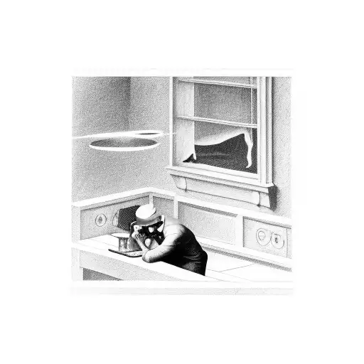 Edward Hopper's Nighthawks Painting With A Bee Sitting On The Counter