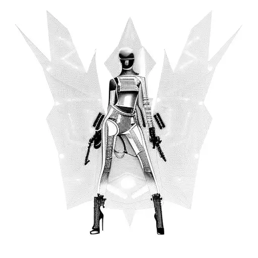 Futuristic Cyberpunk Fashion Runway With Neon Lights And Holographic Models