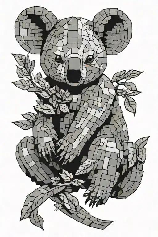 Koala With Baby Koala On Its Back Constructed Out Of Legos