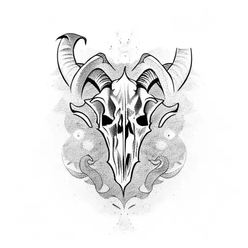 A Goat Skull With A Gotic Background