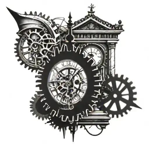 Broken Clock Tower With Cog Wheels
