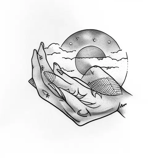 Female Hand Holding Moon