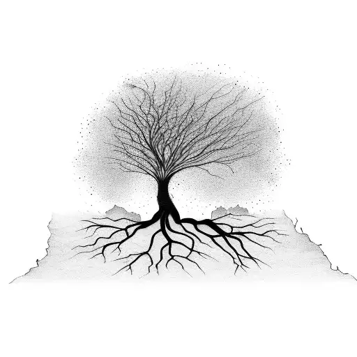 Tree With Roots On Golf Course