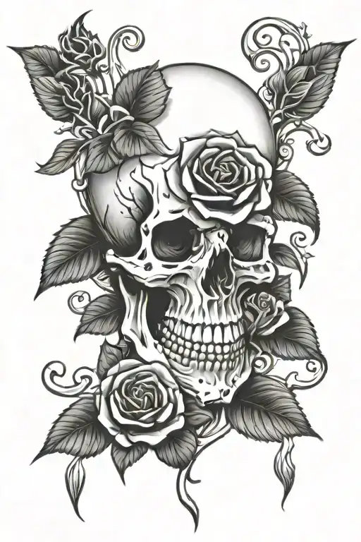 Skull Blood Black Rose