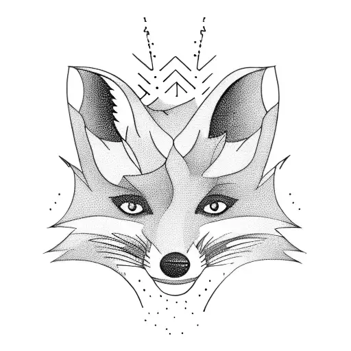 A Blackwork Tattoo Of A Fox Exploring The Landscapes Of Ireland