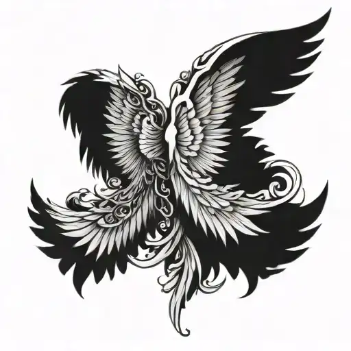 One Skeletal Wing In Leftside And An Angel Wing On The Right Side Backpiece
