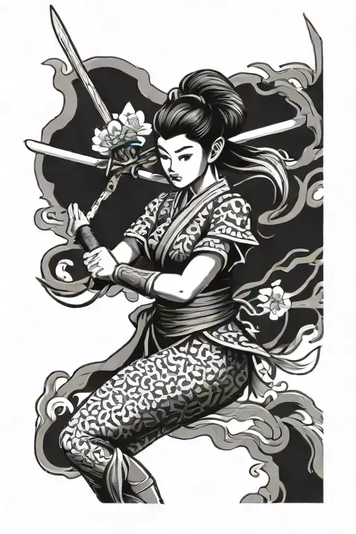 Japanese Woman Warrior Pin-up
